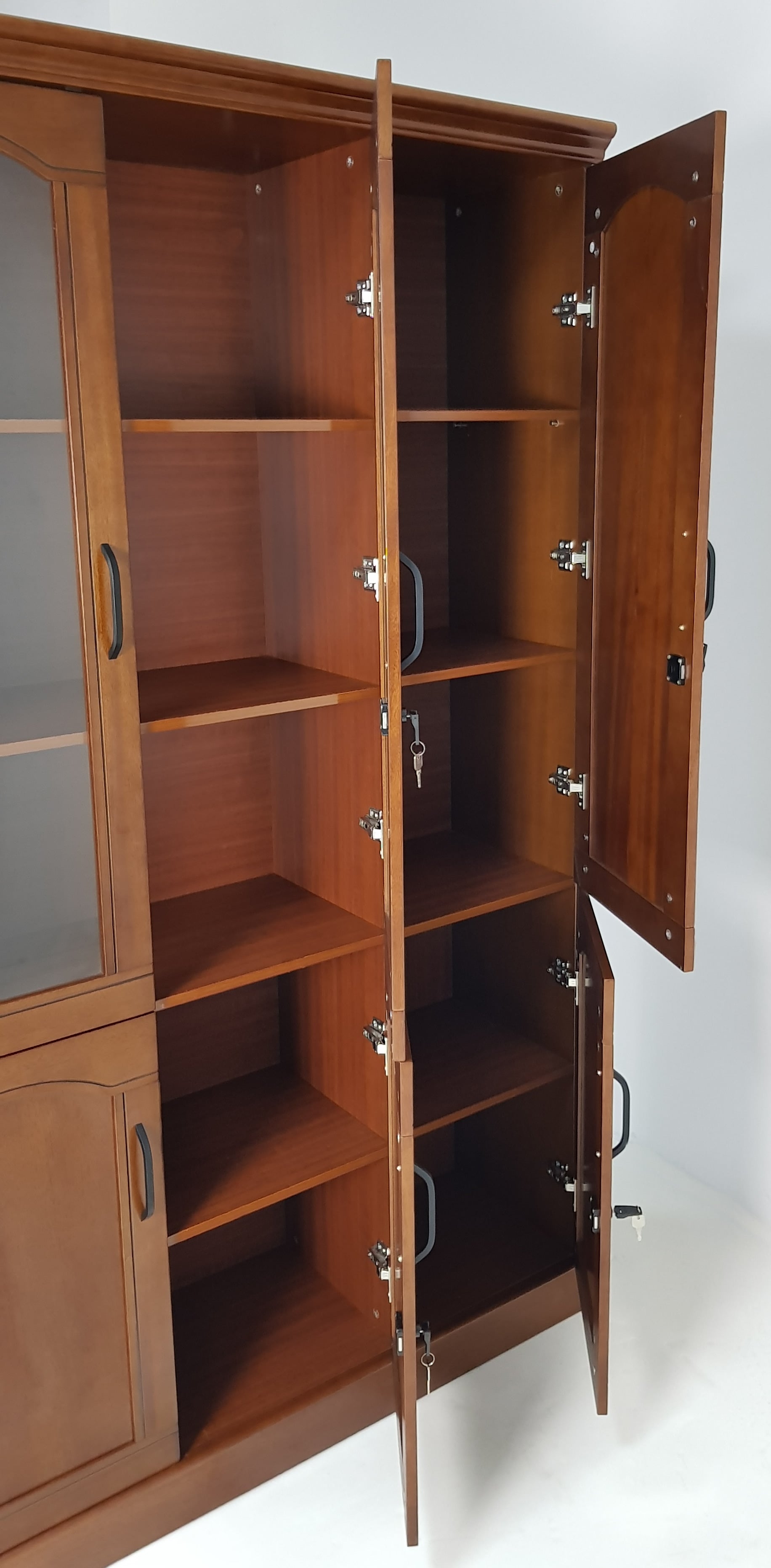 Real Wood Veneer Three Door Executive Bookcase - 1861A-3DR